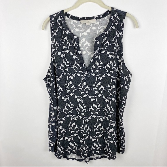 Loft Floral Split Neck Top - Picture 5 of 5